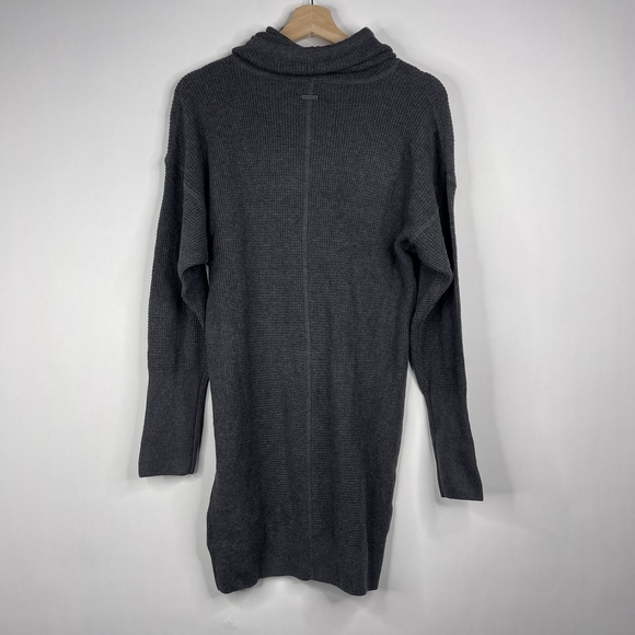 NWT prAna Miliani Dress in Charcoal XS Waffle Knit Drawstring Funnel Neck #7415 - Picture 8 of 16